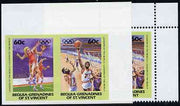 St Vincent - Bequia 1984 Olympics (Leaders of the World) 60c (Netball & Basketball) imperf se-tenant pair plus normal perf pair unmounted mint
