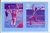 St Vincent - Bequia 1984 Olympics (Leaders of the World) $3 (Long Jump) imperf se-tenant progressive colour proof pair in magenta & blue only unmounted mint