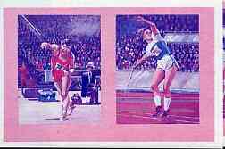 St Vincent - Bequia 1984 Olympics (Leaders of the World) 10c (Javelin) imperf se-tenant progressive colour proof pair in magenta & blue only unmounted mint