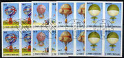 St Thomas & Prince Islands 1979 Balloons 0.5, 1, 3 & 7Db each in imperf blocks of 4 with central 'CTT 10.12.80 St Tome" cancel, believed to be publicity proofs