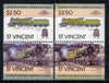 St Vincent 1983 Locomotives #1 (Leaders of the World) $2.50 se-tenant pair wrongly inscribed '4-6-0' plus normal correctly inscribed '4-4-0' (SG 756avar) unmounted mint