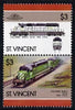 St Vincent 1986 Locomotives #6 (Leaders of the World) $3 se-tenant pair with bright green omitted from upper stamp, SG 1007avar unmounted mint
