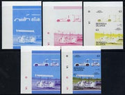 Bernera 1987 Cars - Chaparral £2 set of 5 imperf se-tenant progressive colour proof pairs comprising two individual colours, two 2-colour composites plus all 4-colour final design unmounted mint