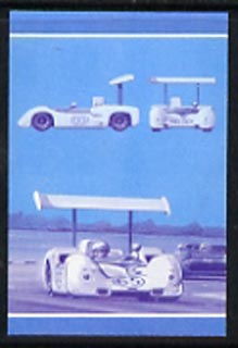 Bernera 1987 Cars £2 (Chaparral) imperf se-tenant progressive colour proof pair in magenta & blue only unmounted mint