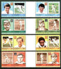 St Vincent - Grenadines 1984 Cricketers #1 (Leaders of the World) set of 16 in se-tenant gutter pairs (folded through gutters) from uncut archive proof sheets unmounted mint (SG 291-306)