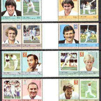 St Vincent - Union Island 1984 Cricket (Leaders of the World) set of 16 in se-tenant gutter pairs (folded through gutters) from uncut archive proof sheets unmounted mint