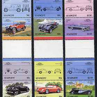 St Vincent 1986 Cars #5 (Leaders of the World) set of 12 in se-tenant gutter pairs (folded through gutters or perfs) from uncut archive proof sheets (SG 959-70) unmounted mint