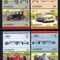 St Vincent 1985 Cars #4 (Leaders of the World) set of 8 opt'd SPECIMEN (SG 884-91) unmounted mint