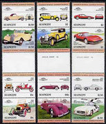 St Vincent 1984 Cars #1 (Leaders of the World) set of 12 in se-tenant gutter pairs (folded through perfs) from uncut archive proof sheets (SG 727-38) unmounted mint