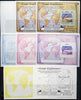 St Vincent - Bequia 1988 Explorers $5 m/sheet (Map & Anchor) set of 8 imperf progressive proofs comprising the 5 individual colours, plus 2, 4 and all 5-colour composites unmounted mint.