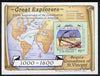 St Vincent - Bequia 1988 Explorers $5 m/sheet (Map & Anchor) imperf opt'd SPECIMEN unmounted mint.