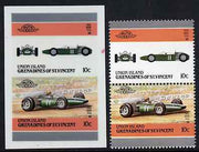 St Vincent - Union Island 1986 Cars #4 (Leaders of the World) $1.50 (1934 Bugatti) full colour die proof on Cromalin plastic card (ex archives) plus issued stamp