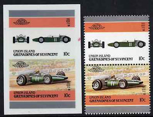 St Vincent - Union Island 1986 Cars #4 (Leaders of the World) $1.50 (1934 Bugatti) full colour die proof on Cromalin plastic card (ex archives) plus issued stamp
