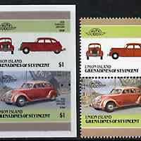 St Vincent - Union Island 1986 Cars #4 (Leaders of the World) 60c (1924 Fiat) full colour die proof on Cromalin plastic card (ex archives) plus issued stamp