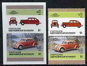 St Vincent - Union Island 1986 Cars #4 (Leaders of the World) 60c (1924 Fiat) full colour die proof on Cromalin plastic card (ex archives) plus issued stamp