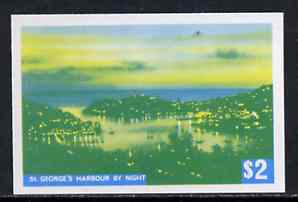 Grenada 1975 St George's Harbour $2 imperf progressive colour proof printed in blue & yellow only (as SG 665) unmounted mint