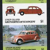 St Vincent - Union Island 1986 Cars #4 (Leaders of the World) $1 (1934 Chrysler) imperf se-tenant pair unmounted mint*