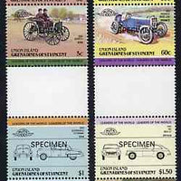St Vincent - Union Island 1985 Cars #2 (Leaders of the World) set of 8 opt'd SPECIMEN unmounted mint