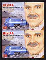 St Vincent - Bequia 1986 Locomotives & Engineers (Leaders of the World) $3.00 (Sir William Stanier & Coronation) imperf pair unmounted mint*