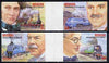 St Vincent - Bequia 1986 Locomotives & Engineers (Leaders of the World) set of 4 imperf se-tenant gutter pairs (folded through gutters) from uncut archive proof sheet unmounted mint