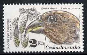 Czechoslovakia 1983 Red Crossbill 2k value from Nature Protection set unmounted mint, SG 2676, Mi 2713*