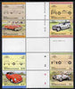 St Vincent - Bequia 1984 Cars #1 (Leaders of the World) set of 8 in se-tenant cross-gutter blocks (folded through gutters or perfs) from uncut archive proof sheet, some split perfs & wrinkles but a rare archive item unmounted mint