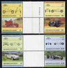 St Vincent - Grenadines 1985 Cars #2 (Leaders of the World) set of 8 in se-tenant gutter pairs (folded through gutters or perfs) from uncut archive proof sheet (SG 378-85) unmounted mint