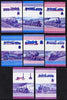 St Vincent - Bequia 1984 Locomotives #2 (Leaders of the World) set of 16 (8 se-tenant pairs) each in imperf progressive colour proofs in magenta & blue only unmounted mint