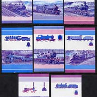 St Vincent - Bequia 1984 Locomotives #2 (Leaders of the World) set of 16 (8 se-tenant pairs) each in imperf progressive colour proofs in magenta & blue only unmounted mint