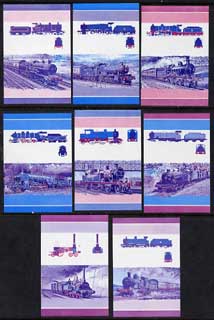 St Vincent - Bequia 1984 Locomotives #2 (Leaders of the World) set of 16 (8 se-tenant pairs) each in imperf progressive colour proofs in magenta & blue only unmounted mint