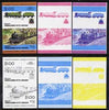 St Vincent - Bequia 1984 Locomotives #2 (Leaders of the World) $1.00 (0-8-2 River Irt) set of 6 imperf se-tenant progressive proof pairs comprising the 4 individual colours plus 2-colour and all 4-colour composites unmounted mint
