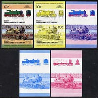St Vincent - Bequia 1984 Locomotives #2 (Leaders of the World) 10c (4-4-2 Thundersley) set of 5 imperf se-tenant progressive proof pairs comprising two individual colours, two 2-colour and all 4-colour composites unmounted mint