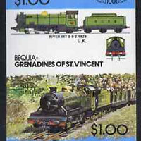 St Vincent - Bequia 1984 Locomotives #2 (Leaders of the World) $1.00 (0-8-2 River Irt) imperf se-tenant pair unmounted mint*