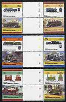 St Vincent - Bequia 1985 Locomotives #4 (Leaders of the World) set of 12 in se-tenant gutter pairs (folded through gutters or perfs) from uncut archive proof sheets unmounted mint