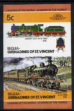 St Vincent - Bequia 1984 Locomotives #2 (Leaders of the World) 5c (4-4-2 Jersey Lily) imperf se-tenant pair unmounted mint*