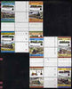 St Vincent - Bequia 1984 Locomotives #2 (Leaders of the World) set of 16 in se-tenant cross-gutter block (folded through gutters) from uncut archive proof sheet, some split perfs & wrinkles but a rare archive item unmounted mint