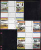 St Vincent - Grenadines 1984 Locomotives #2 (Leaders of the World) set of 16 in se-tenant cross-gutter blocks (folded through gutters) from uncut archive proof sheets, some split perfs & wrinkles but a rare archive item unmounted mint (SG 311-26)