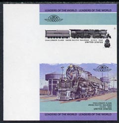 St Vincent - Bequia 1984 Locomotives #1 (Leaders of the World) 1c (Challenger Class) imperf se-tenant progressive proof pair with Country name and value omitted unmounted mint