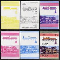 St Vincent - Bequia 1984 Locomotives #1 (Leaders of the World) 10c (Gladstone Class) set of 6 imperf se-tenant progressive proof pairs comprising the four individual colours, 2-colour and all 4-colour composites unmounted mint
