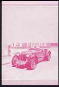Nevis 1985 $1.15 MG K3 Magnette (1933) imperf progressive colour proof in se-tenant pair printed in magenta only (as SG 332a) unmounted mint
