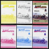 St Vincent - Bequia 1984 Locomotives #1 (Leaders of the World) $2 (City of Truro) set of 6 imperf se-tenant progressive proof pairs comprising the four individual colours, 2-colour and all 4-colour composites unmounted mint