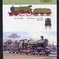 St Vincent - Bequia 1984 Locomotives #1 (Leaders of the World) $2 (City of Truro) imperf se-tenant progressive proof pair with Country name and value omitted unmounted mint