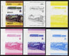 St Vincent - Bequia 1984 Locomotives #1 (Leaders of the World) $1.50 (Experimental Loco) set of 6 imperf se-tenant progressive proof pairs comprising the four individual colours, 2-colour and all 4-colour composites unmounted mint