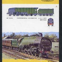 St Vincent - Bequia 1984 Locomotives #1 (Leaders of the World) $1.50 (Experimental Loco) imperf se-tenant progressive proof pair with Country name and value omitted unmounted mint