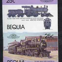 St Vincent - Bequia 1984 Locomotives #1 (Leaders of the World) 25c (4-4-0 New York Central & Hudson River) se-tenant imperf proof pair in issued colours from limited printing unmounted mint