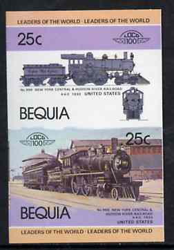 St Vincent - Bequia 1984 Locomotives #1 (Leaders of the World) 25c (4-4-0 New York Central & Hudson River) se-tenant imperf proof pair in issued colours from limited printing unmounted mint