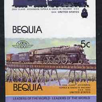 St Vincent - Bequia 1984 Locomotives #1 (Leaders of the World) 5c (4-8-4 Atcheson, Topeka & Santa Fe) se-tenant imperf proof pair in issued colours from limited printing, unmounted mint
