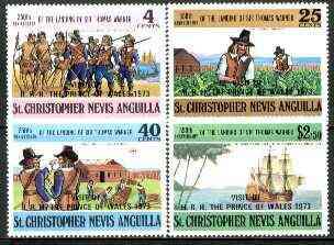 St Kitts-Nevis 1973 Royal Visit of Prince of Wales opts on Thomas Warner set of 4, SG 265-68 unmounted mint*