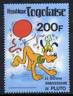 Togo 1980 50th Anniversary of Walt Disney's Pluto unmounted mint, SG 1496