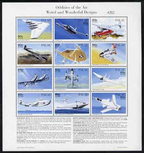 Palau 1996 Oddities of the Air sheetlet containing set of 12 with definitions in lower margin, unmounted mint SG 1118-29